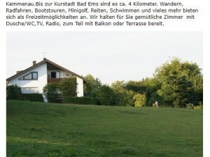 Bild zum Artikel: Pension Taunusblick in Kemmenau